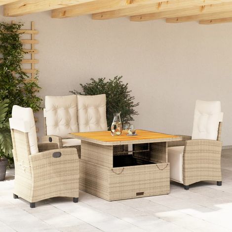 Ensemble à manger de jardin coussins 4 pcs-Salon de jardin beige résine tressée 525975 (1/5)