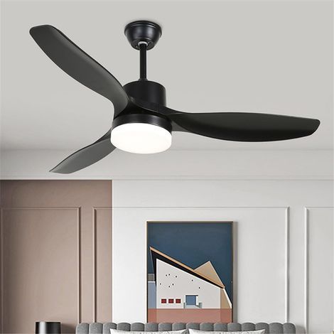 Ventilateur plafond 3 pales – 82 cm – Noir – Bois – Moteur DC – 3 couleurs – 6 vitesses – Été/hiver (1/2)