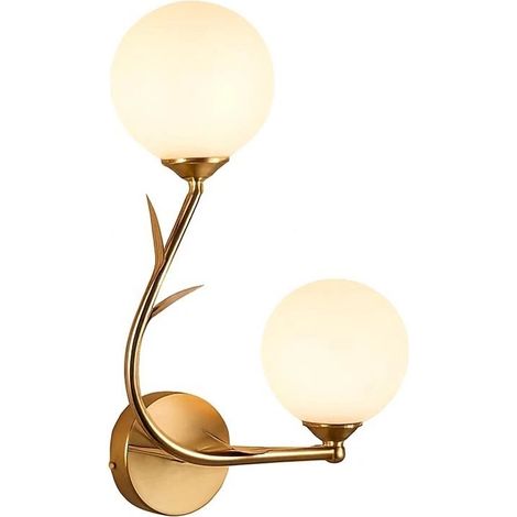 Applique Da Parete Due Sfere Sfera G9 Lampada Ramo Con Fogli Color Bronzo Aq65