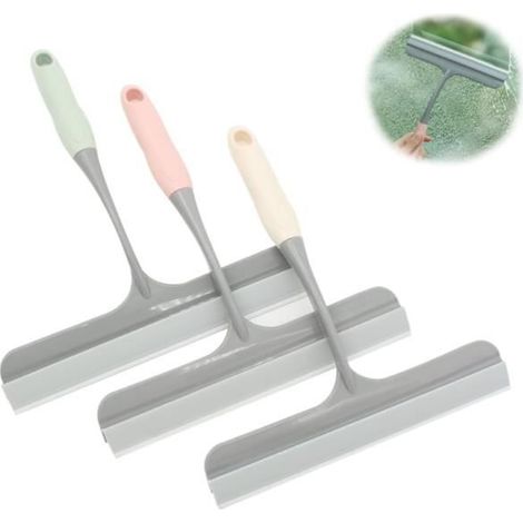 Raclette Douche, 3 Pièces Raclette Vitre, Silicone Raclette Douche Beige, Raclette Vitre Douche pour Miroir, Salle de Bains, (1/4)