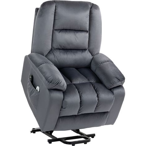 Sillón relax eléctrico reclinable con elevación, masaje y calefacción, gris (1/5)