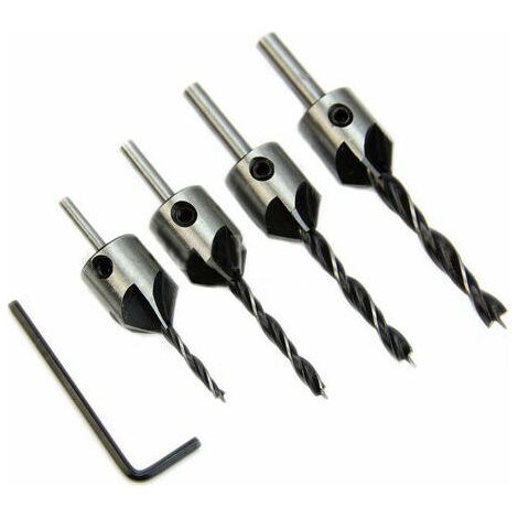 Foret A Bois Hss, Pour Chanfrein A Bois, 5 Cannelures 3Mm-6Mm, 4Pcs (1/5)