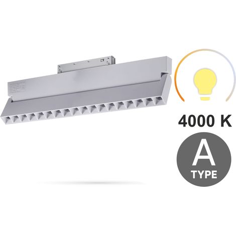 Foco LED lineal blanco ajustable de 18 W y 4000 K, neutro, tipo A, para rieles magnéticos SMART TRACK de 48 V CC. (1/5)