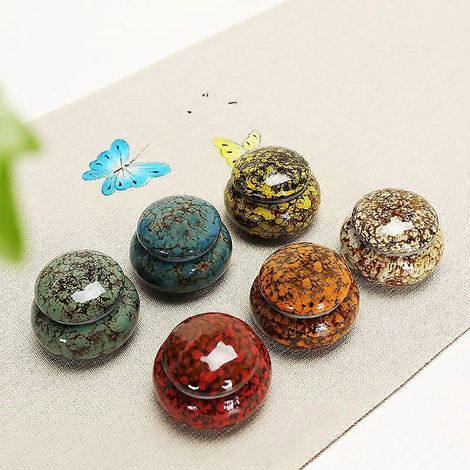 Mini boîte à thé en céramique, petit bocal de rangement portable et hermétique ( ) (1/2)
