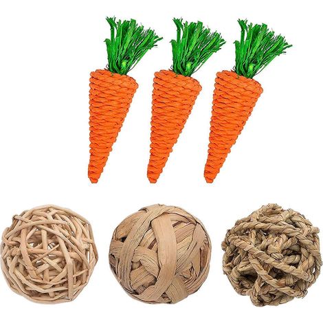 Lot de 6 jouets à mâcher en forme de carotte pour hamster et cochon d'Inde (cadeau syrien). (1/4)