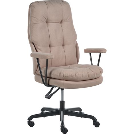 Silla de oficina con tapizado de tela inclinable con bloqueo de posición giratoria 360° altura ajustable marrón Melocush (1/5)