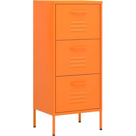 Pratico mobile portaoggetti 42,5 x 35 x 101,5 cm con cassetti estensibili design contemporaneo in acciaio arancione 020046871