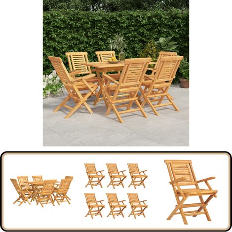 7-tlg. Garten-Essgruppe Massivholz Teak - Holztisch - Gartentisch - Essgruppe - Gartenmöbelset - Teakholz