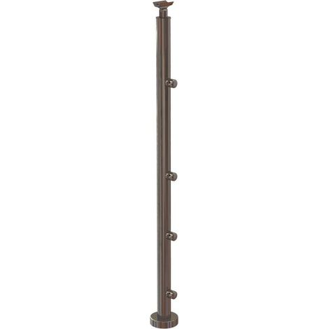 Poteau de garde-corps modèle GUISE à 4 lisses - Finition INOX (1/2)