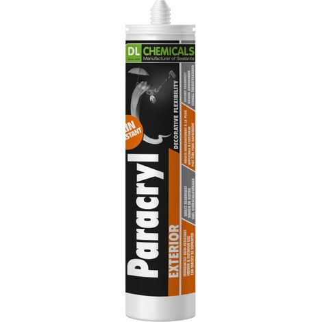 Paracryl Exterior - Mastic plasto-élastique à base de polymères acryliques - DL Chemicals - Cartouche de 310 ml Blanc