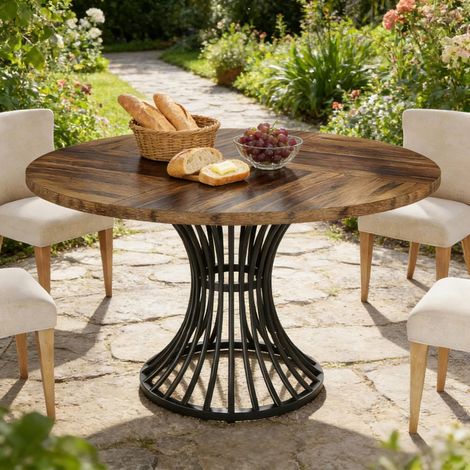 Tavolo pranzo rotondo industriale MDF metallo OKMYHOME (1/5)