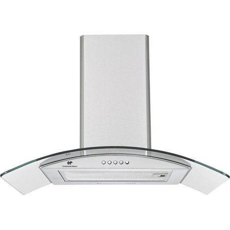 Continental Edison – Hotte décorative CEH60GS2 – 60 cm – Classe A – Aspiration recyclage/extraction – Inox et verre – Évacuation des graisses de cuisson (1/5)
