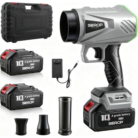 21V Cordless Leaf Blower, 2 x 2.5 Ah Batteries and Charger, 3 Blowing Tubes, 40000 RPM Motor, 15 m³/min, 1000W, Portable 0.65kg, for Garden, Patio, Car and Campsite (1/5)