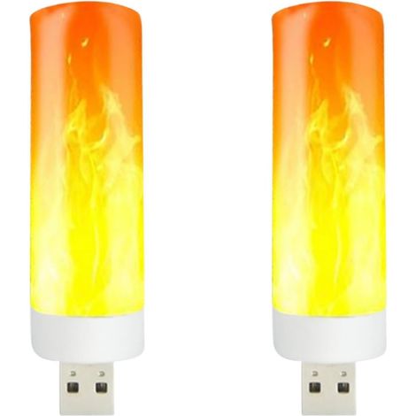 Lampe LED effet flamme Ampoule LED rechargeable par USB Lumière rechargeable par USB Économie d'énergie, comme une lanterne effet naturel décora (1/4)