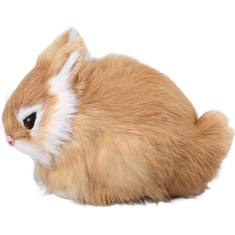 Lapin réaliste en peluche douce et mignonne, aux couleurs inaltérables, idéal pour la décoration d'enfants (jaune). (1/5)