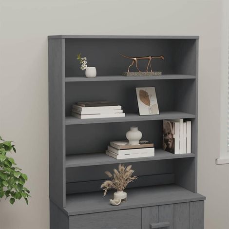 Dessus de buffet Meuble de rangement Gris foncé 90x30x100 cm Bois massif de pin BV667469 - BonneVie (1/5)