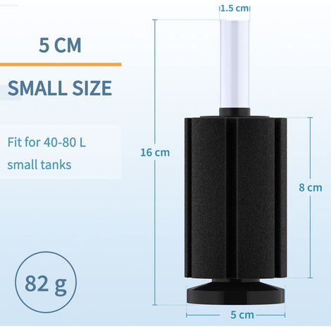 Filtre Éponge de Bassin pour Aquarium Pompe à Air pour Petit Réservoir de Poisson de 40 à 80 L