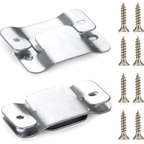 Lot de 4 connecteurs métalliques pour canapé sectionnel, connecteurs de meubles avec vis, raccords robustes pour canapé deux places, argent (1/5)