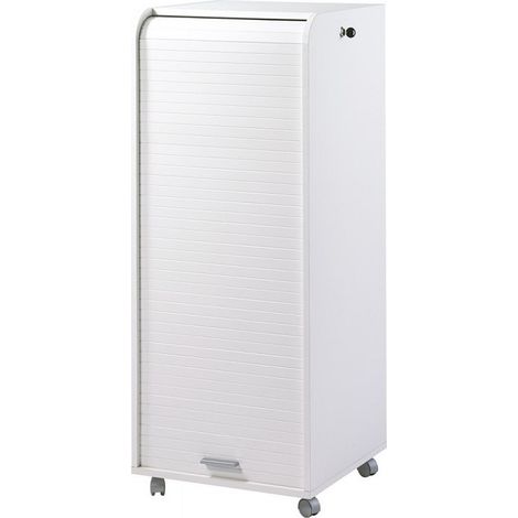 Grand caisson à rideau sur roulettes 3 tiroirs blanc Orga 108cm (1/5)