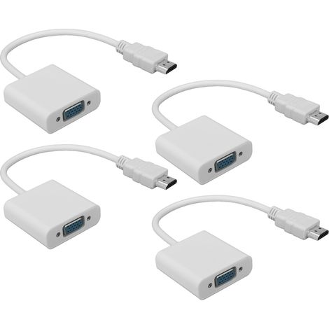 Câble adaptateur HDMI mâle vers VGA femelle (lot de 4) pour ordinateur portable, conversion vidéo haute définition 1080p