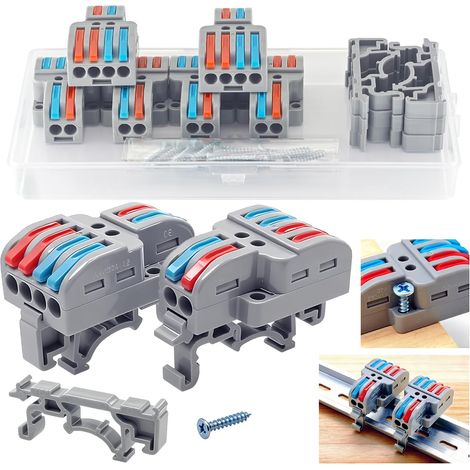14AWG 2.5mm² Quick Release Leverback Connectors 6 Pack 2 to 4 Bypass Connector Rail Screw Mount (1/5)