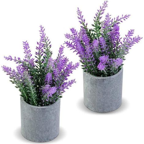 Lavande artificielle en pot - Fleurs de lavande artificielles décoratives - Lot de 3 (1/4)