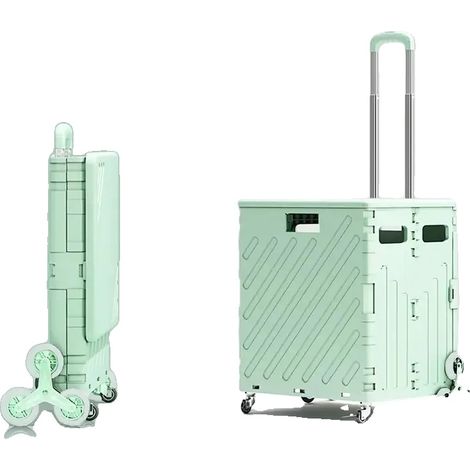 Carrito de la compra, capacidad de 75 litros, ligero y resistente, color verde. (1/2)