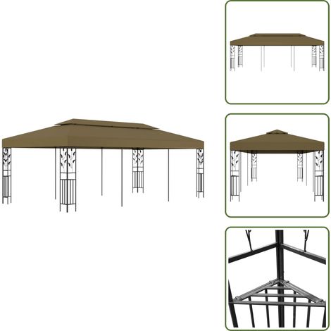 Gazebo 6x3 m - vidaXL Gazebo 6x3 m Grigio Talpa 180 g/m² - Gazebo in acciaio