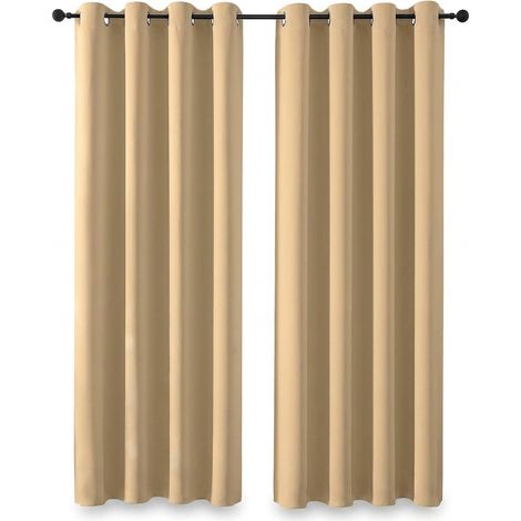 Tende Oscuranti Termiche Set da 2 Pezzi 228x117 cm Beige (1/5)