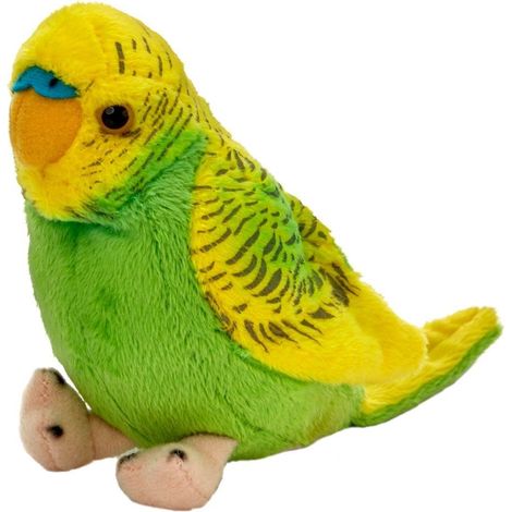Pappagallino ondulato verde e giallo, 13 cm