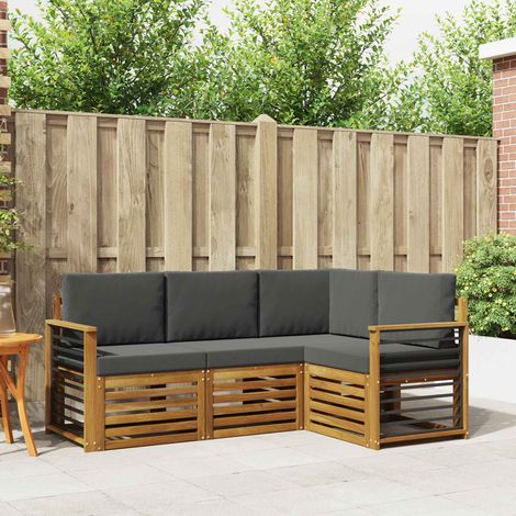 Sofagarnituren 4 pcs Natur und Anthrazit Massivholz Akazie (1/5)