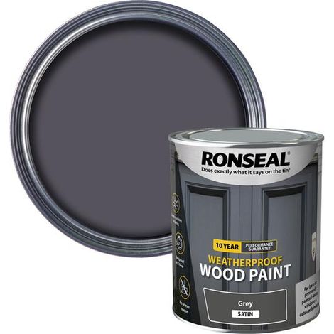Ronseal 38789 10-Year Weatherproof 2-in-1 Grey Satin Wood Paint - 750ml