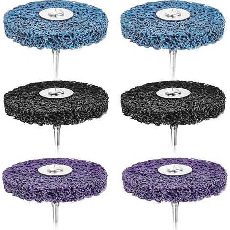 Lot de 6 disques CSD de 100 mm, disques de nettoyage grossier, disques abrasifs CBS, disques de nettoyage pour nettoyage et retrait de la peinture, de la rouille, de l'oxydation (bleu, violet, noir) (1/5)