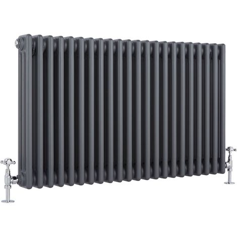Hudson Reed – Radiateur horizontal rétro anthracite 1589W – 60 x 101 cm – Acier haute qualité – Certifié ISO9001 – Raccordement à chauffage central