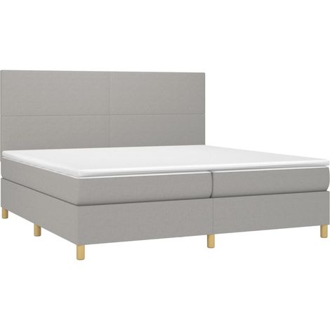 Cadre de lit LED avec sommier tête de lit matelas surmatelas 200x200 cm tissu gris clair TDL0207791