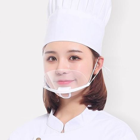 10 visières de protection réutilisables blanches - Couvre-bouche et nez - Protection du visage anti-salive et anti-éclaboussures pour hommes et femmes, Arcenciél (1/5)