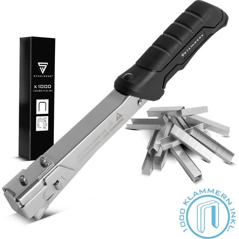STAHLWERK Cucitrice a percussione con pinzatrice a mano + 1000 punti metallici