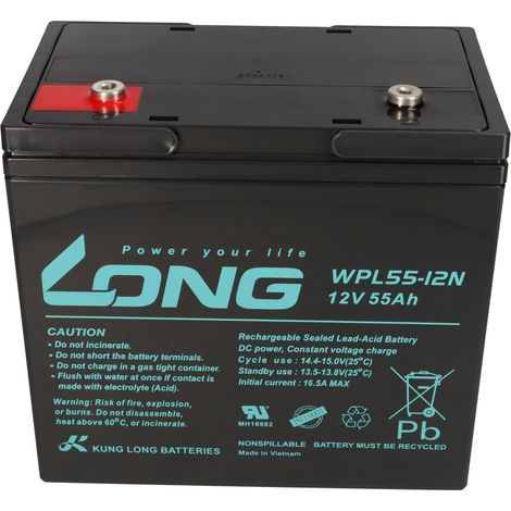 Kung Long Akku 12V 55Ah Pb Batterie Bleigel WPL55-12N Longlife (1/5)