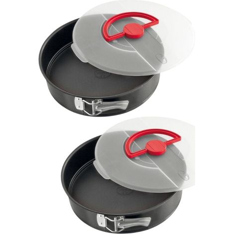 Ensemble de 2 Moules à manqué à charnière 26 cm avec couvercle de transport Dr. Oetker Bake and Go (1/5)
