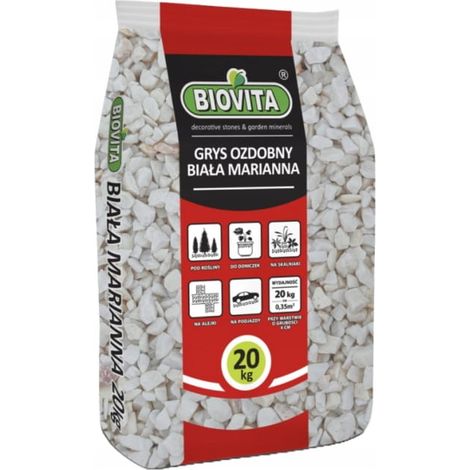 Pierre décorative blanche Mariana 16-32 mm, pierre décorative blanche et grise, 20 kg (1/3)