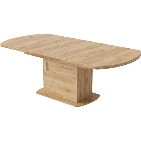 Table à manger ovale extensible, L140/200W80H75cm, table à manger avec rangement, table café et loisirs, table à manger moderne minimaliste, table multifonction peu encombrante, couleur chêne (1/5)
