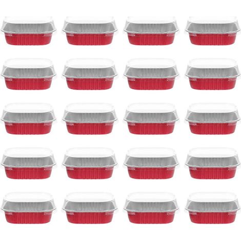 20 lots de moules à pudding multifonctionnels pour la maison, contenants à cupcakes pratiques pour desserts-11.2X11.2CM-Red (1/3)