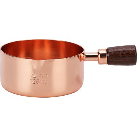 Edelstahl-Kochtopf in Roségold mit Holzgriff, 1/2 Tasse, Küchenutensil