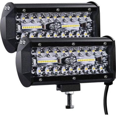 Phare de Travail LED 12V 300W 7' Projecteur LED Voiture 12v Etanche IP67 Spot Flood Feux Antibrouillard LED 27,000lm Feux de Travail pour Voiture Camion Tracteur SUV Bateau(2 PCS) (1/4)