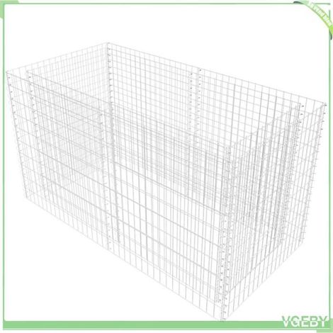 Lit surélevé à gabion - FAFEICY - 180 x 90 x 100 cm - Acier galvanisé - Argenté - Capacité 1 400 kg/m³ (1/5)