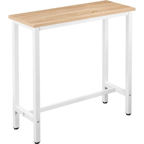 Woltu – Table de bar industriel – Cadre en métal – Plateau aggloméré 100x40x100cm – Chêne clair – Antidérapants réglables pour stabilité (1/7)