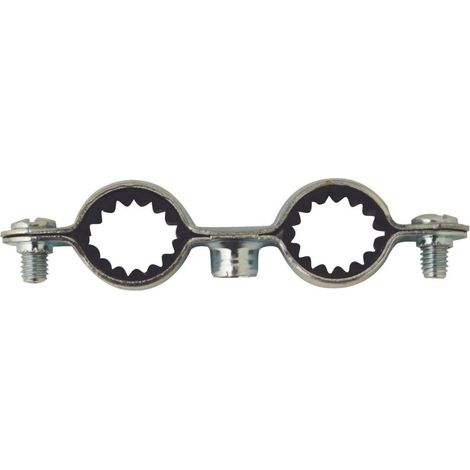 Collier Double Isophonique Plomberie pour Tube Diam.22 Acier Zn- Embase M7X150