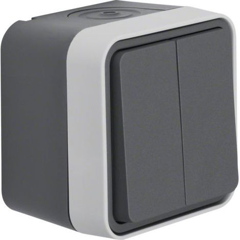 HAGER cubyko double va-et-vient saillie gris (WNC040) (1/5)