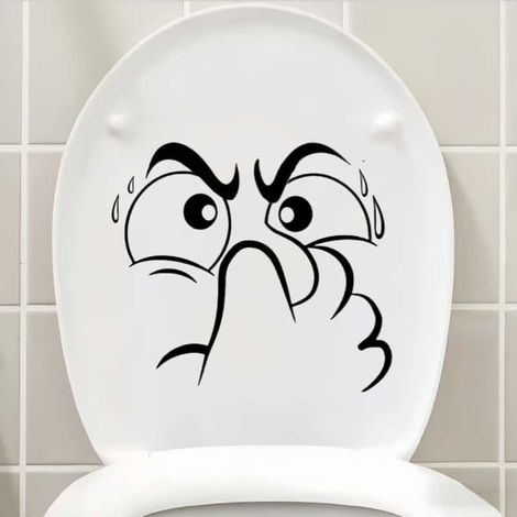 5 autocollants de toilettes à motifs amusants et abstraits - Décoration de toilettes, Décoration de salle de bain pour les fêtes (1/4)