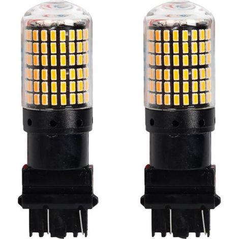 2 Pezzi 3157 T25 P27/7W 65mm Lampade LED Auto Camion 12V 24V Canbus 144 SMD 3014 300lm 10W/3W Gialla Ambra